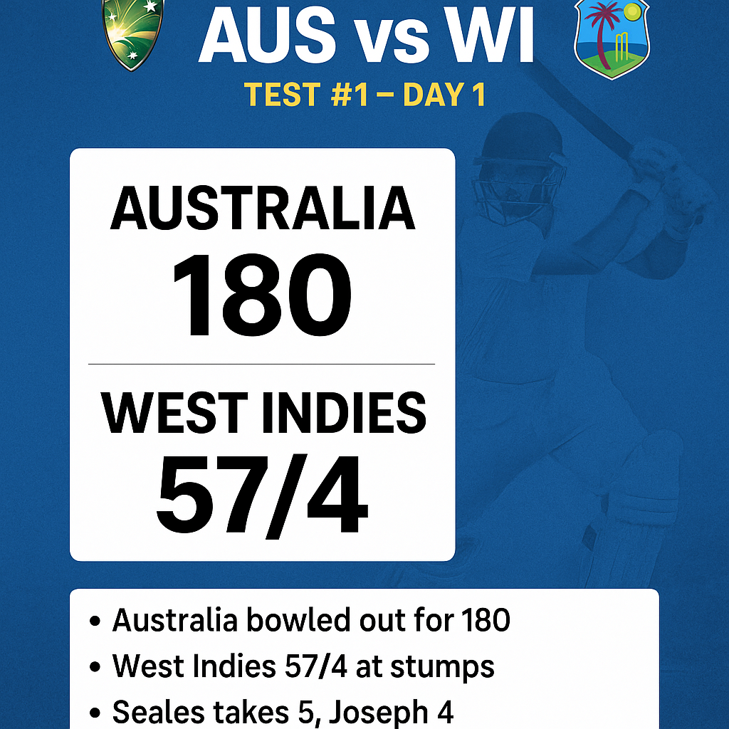 australia vs west indies DAY 1 SCOREBOARD
