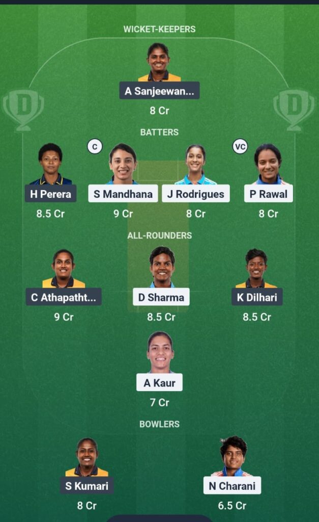 dream11 team ind w vs sl w