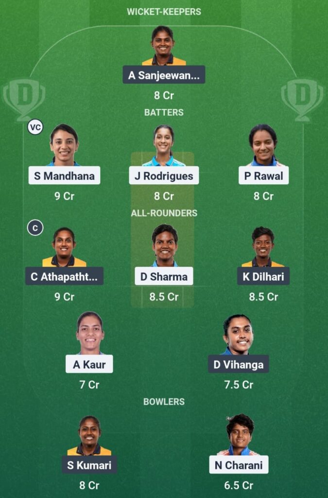 india vs srilanka women dream11 team
