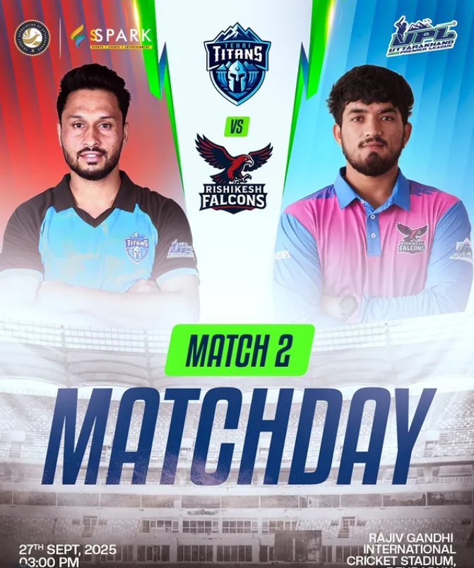 📌 Match 2: Tehri Titans vs Rishikesh Falcons