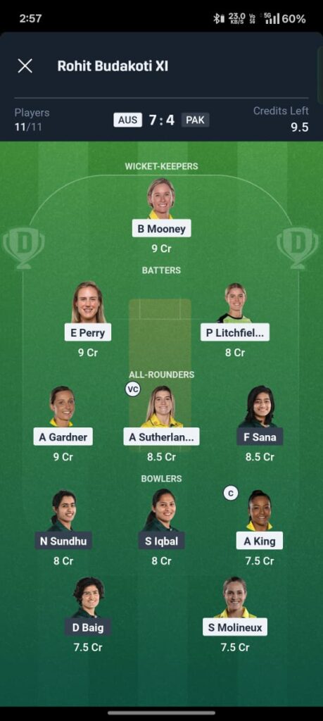 dream11 prediction pak vs aus w