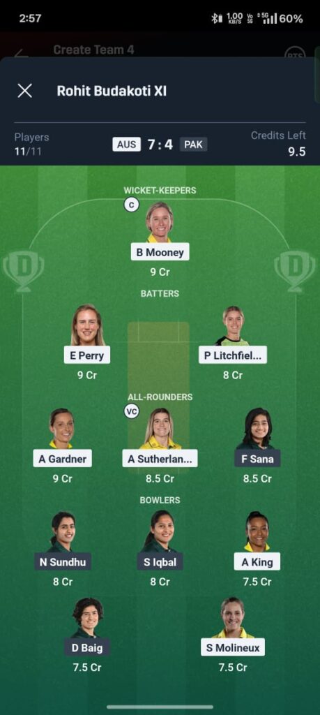 aus w vs pak w dream11 prediction today match