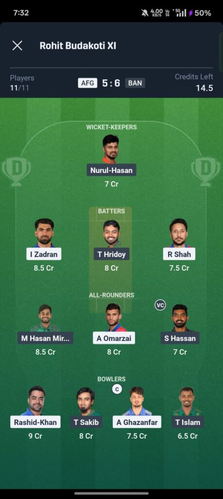 AFG vs BAN Dream11 prediction 2nd ODI