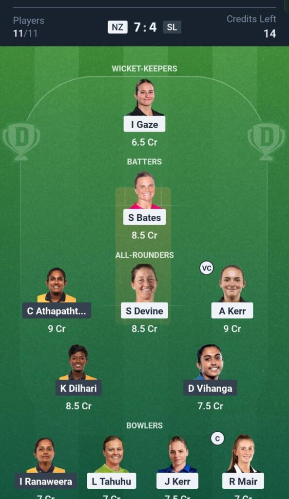 NZ W vs SL W Dream11 Prediction Today Match