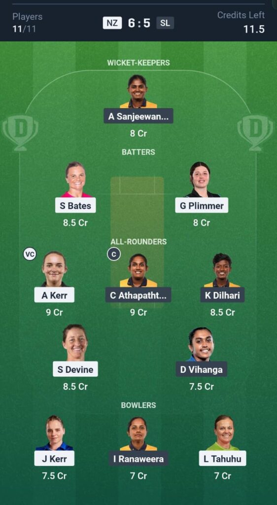NZ W vs SL W Dream11 Prediction Today Match