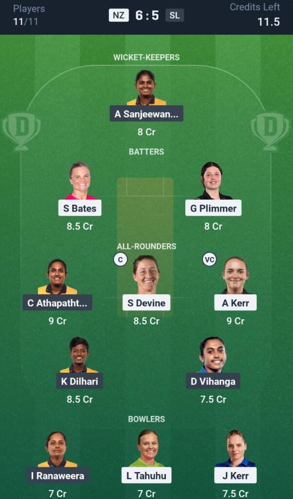 NZ-W vs SL-W Dream11 Prediction
