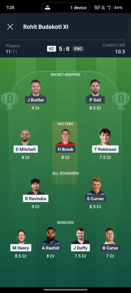 ENG vs NZ Dream11 Prediction Today Match