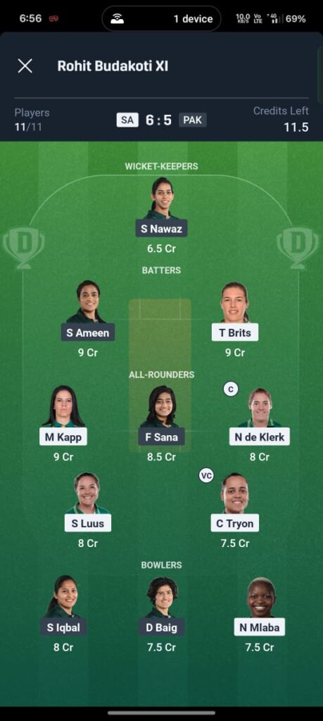 SA-W vs PAK-W Dream11 Prediction