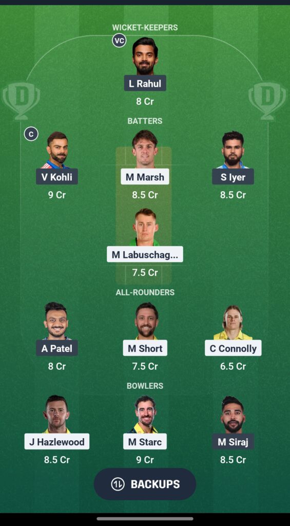 AUS vs IND Dream11 Team