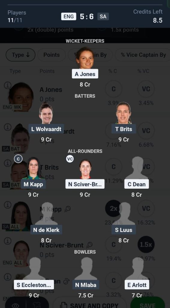 dream11 team eng w vs sa w odi world cup