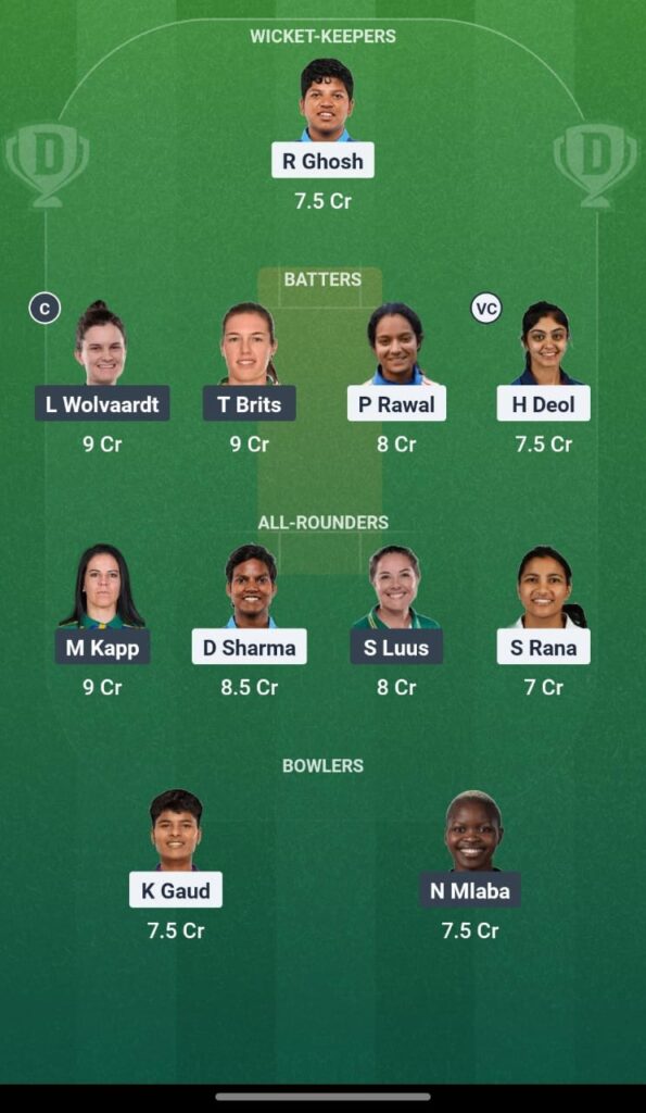 small league dream11 teams sa w vs ind w