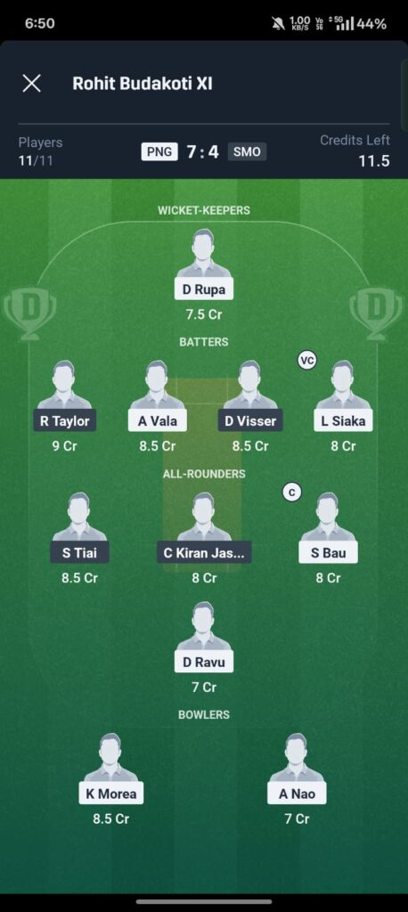 updated dream 11 team png vs smo