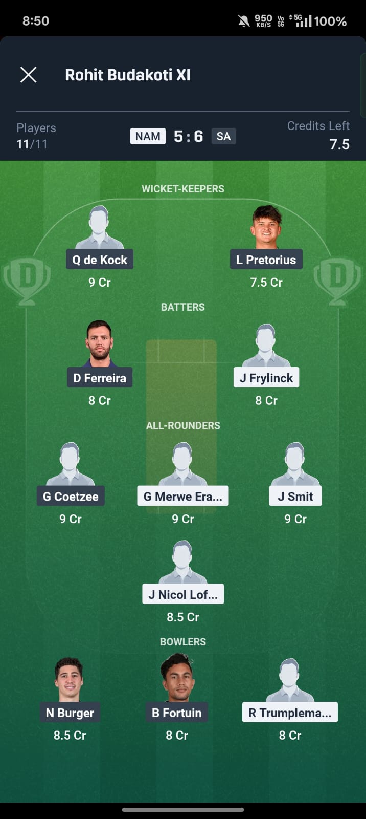 nam vs sa dream11 prediction  small league