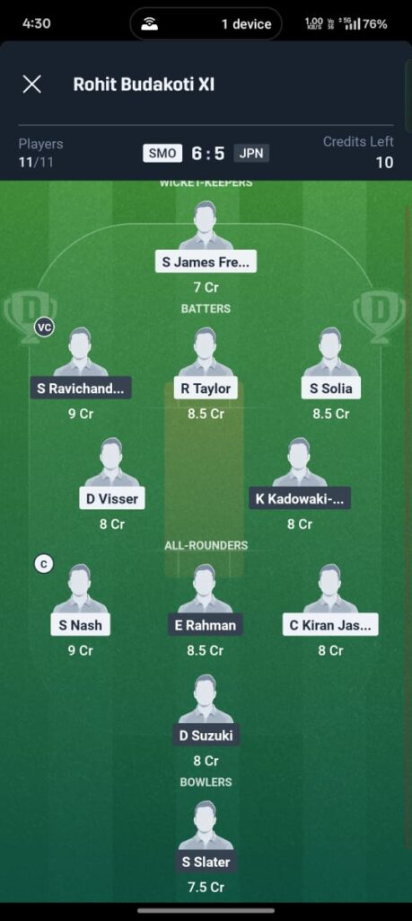 SMO vs JPN Dream11 Prediction