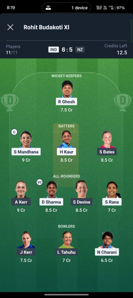 IND W vs NZ W Dream11 Prediction