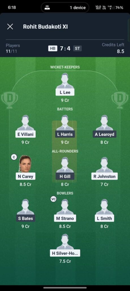 HB-W vs ST-W Dream11 Prediction