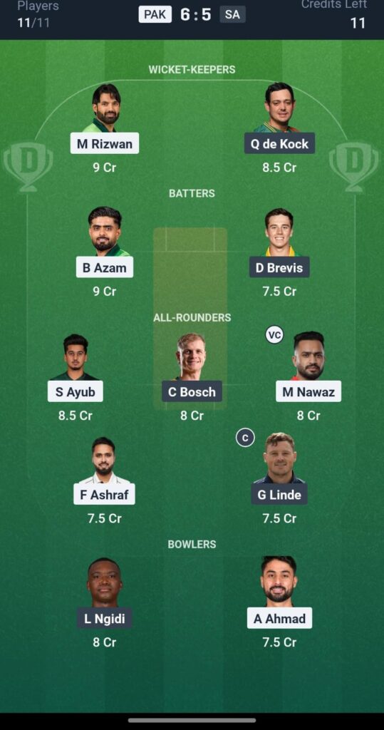 Pak vs SA Dream11 Prediction 1st ODI 2025