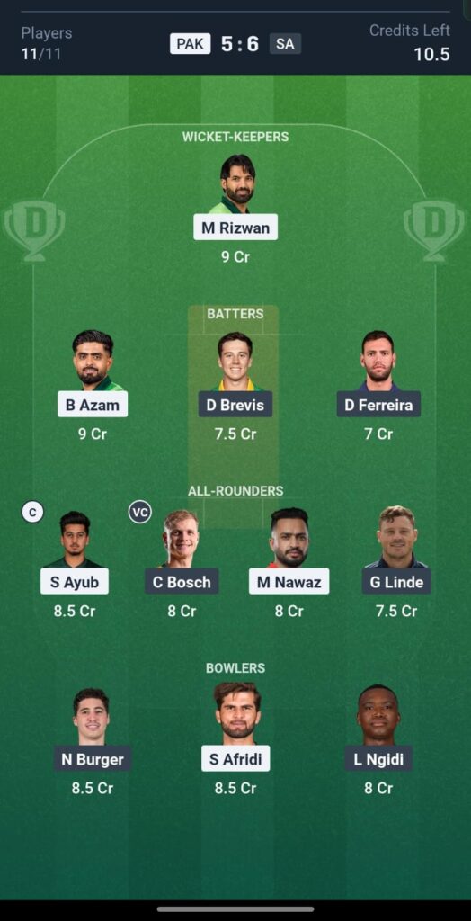 Pak vs SA Dream11 Prediction 1st ODI 2025