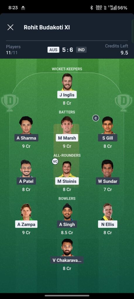 AUS vs IND Dream11