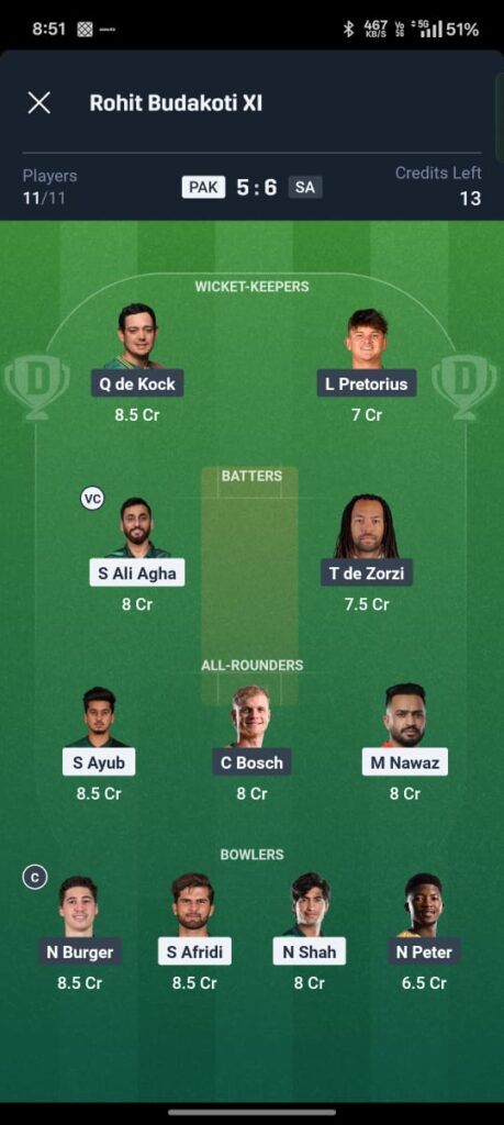 SA vs PAK Dream11 Prediction 3rd ODI