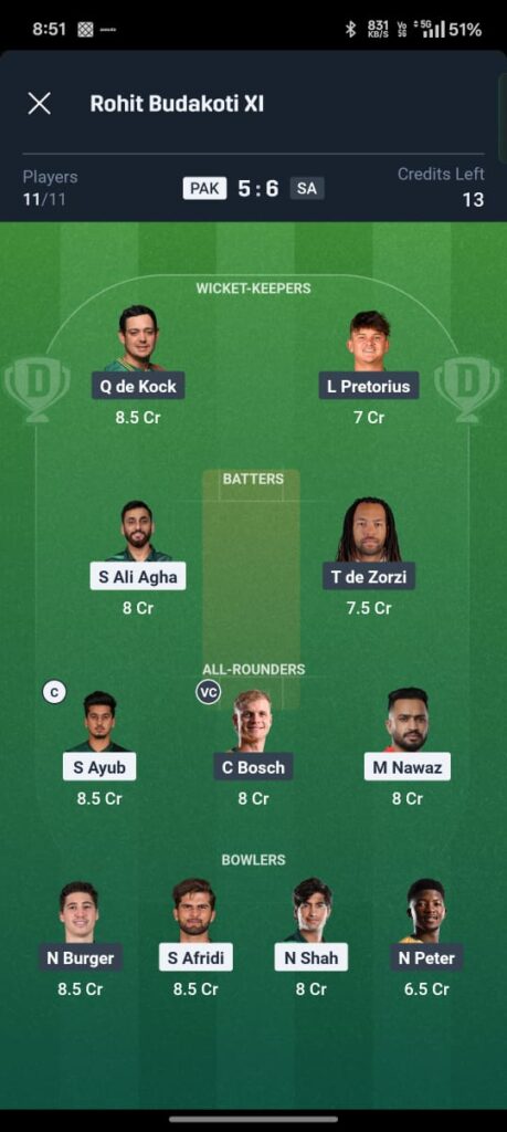 SA vs PAK Dream11 Prediction 3rd ODI today match