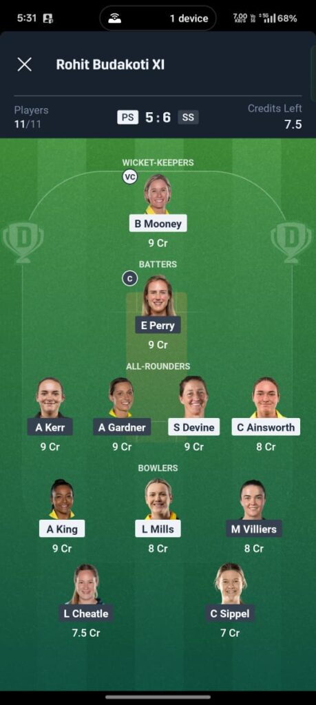 “PS-W vs SS-W Dream11 Prediction Today Match, WBBL 2025 Fantasy Tips, Perth Scorchers Women vs Sydney Sixers Women”