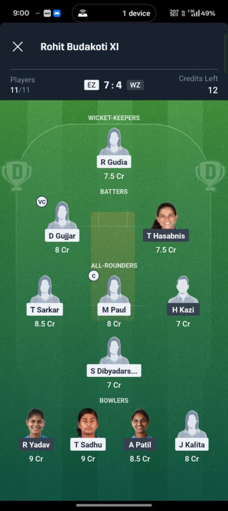 EZ vs WZ Dream11 Prediction