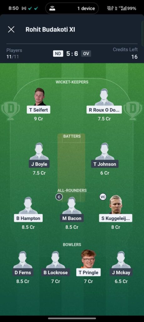 ND vs OV Dream11 Prediction