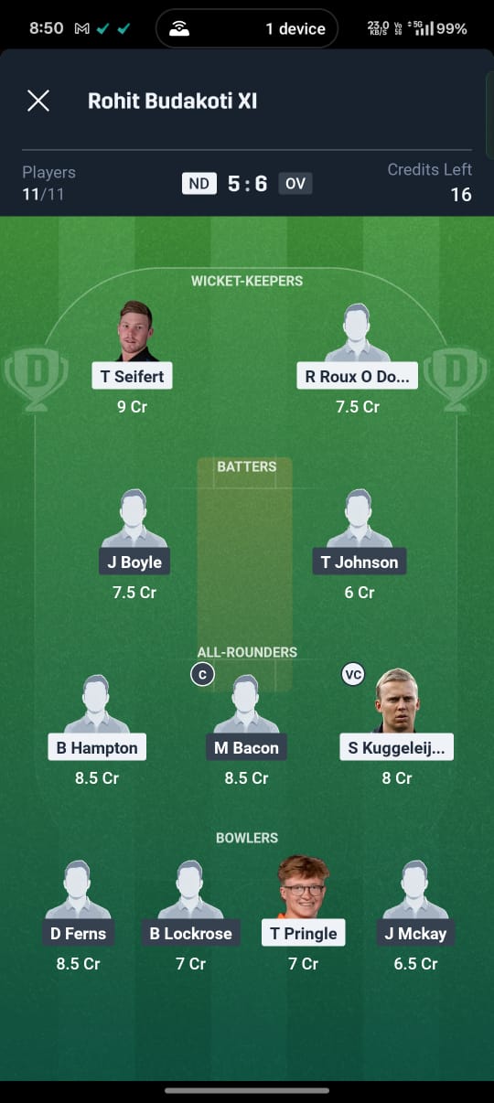 ND vs OV Dream11 Prediction