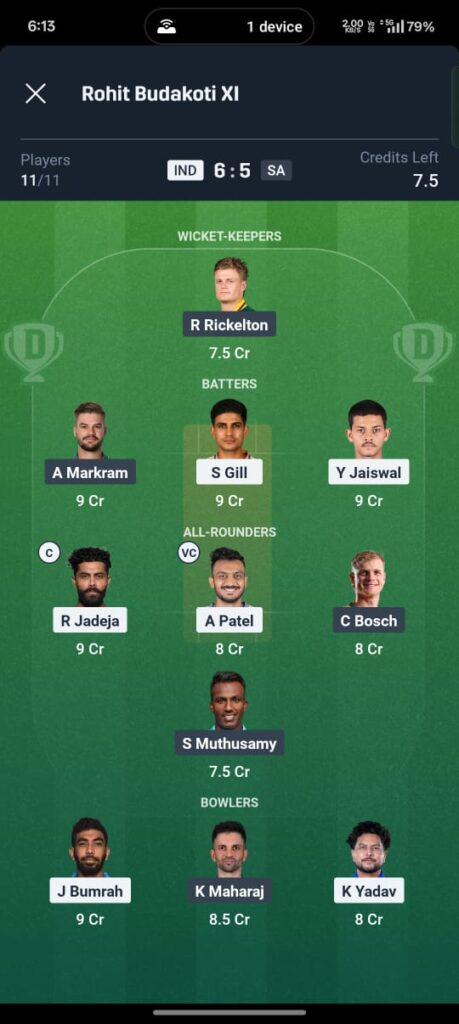 IND vs SA Dream11 Prediction