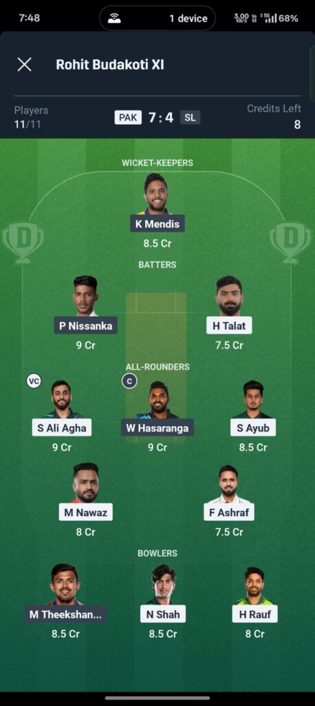 PAK vs SL 2nd ODI Dream11 Prediction today