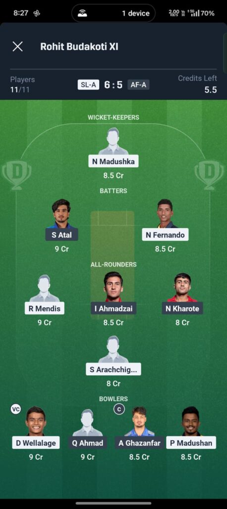 SL-A vs AF-A Dream11 Prediction