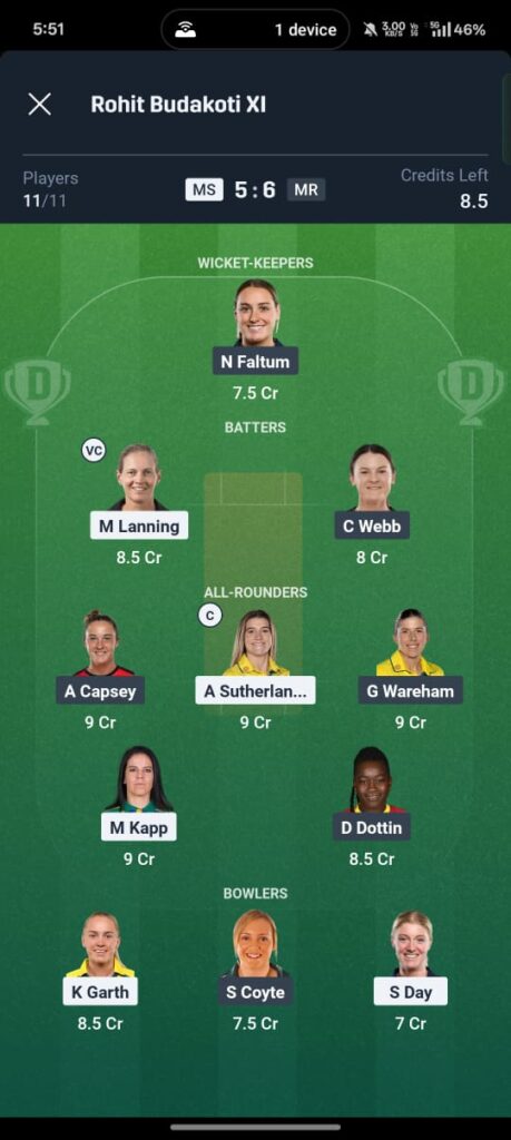 MS W vs MR W Dream11 Prediction TODAY