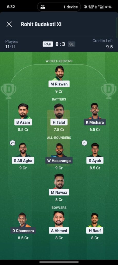 PAK vs SL 3rd ODI Dream11 Prediction