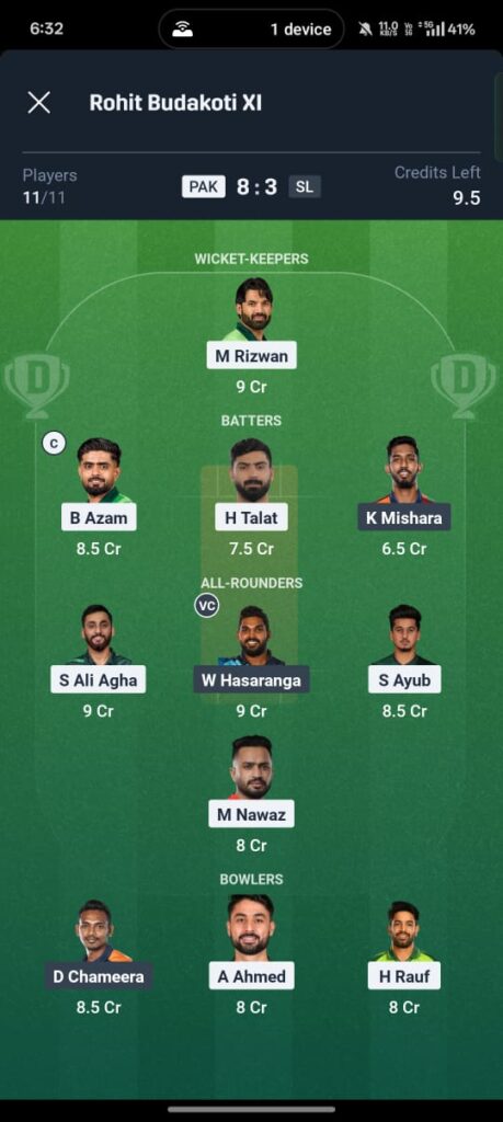 PAK vs SL 3rd ODI Dream11 Prediction