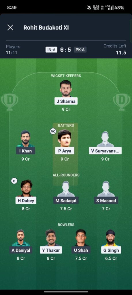 Ind A vs Pak A Dream11 Prediction 
