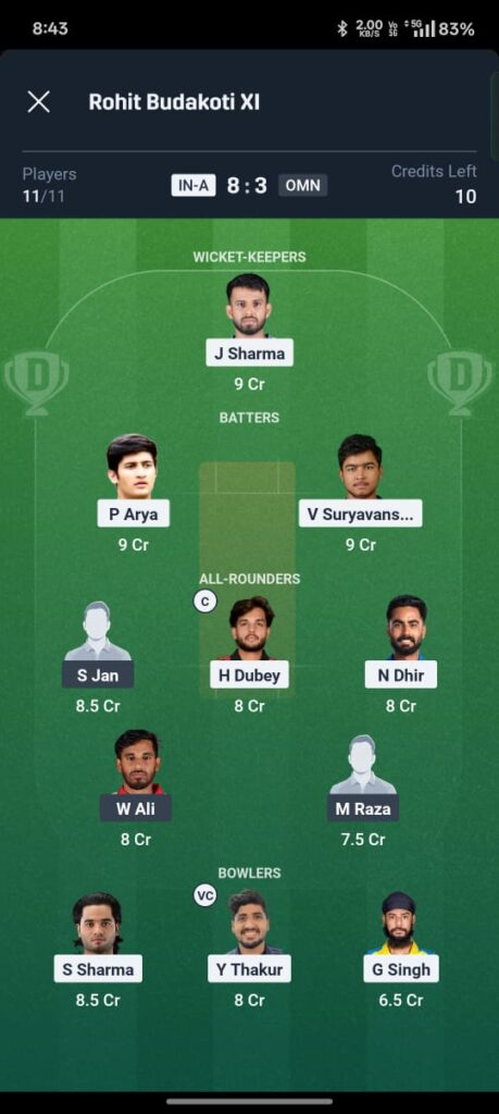 IND A vs OMN Dream11 Prediction