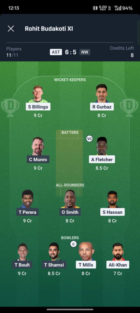 AST vs NW Dream11 Team Prediction