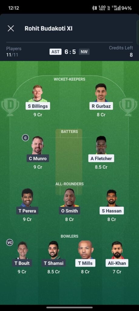 AST vs NW Dream11 Team Prediction