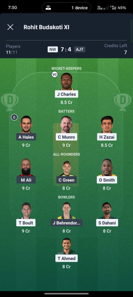 NW vs AJT Dream11 Prediction