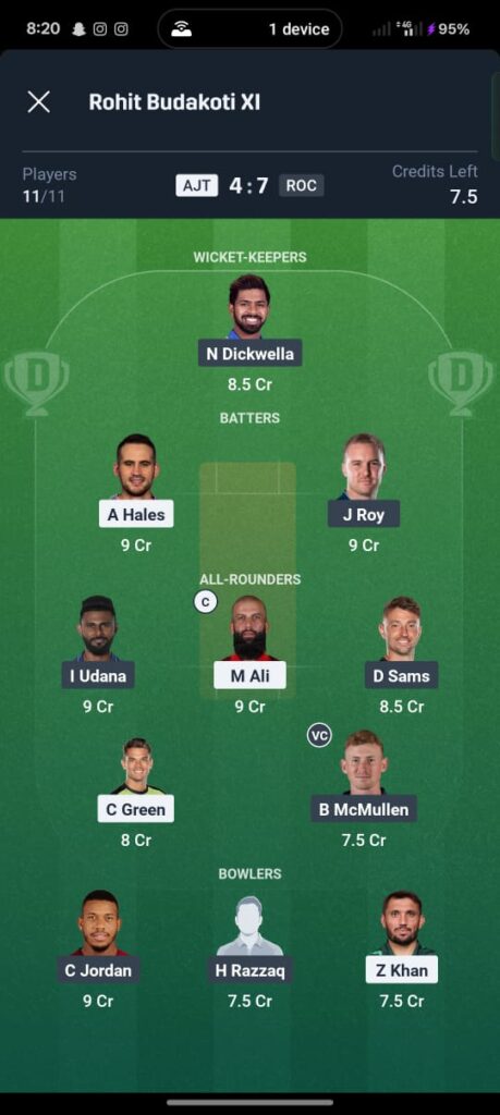 AJT vs ROC Dream11 Prediction