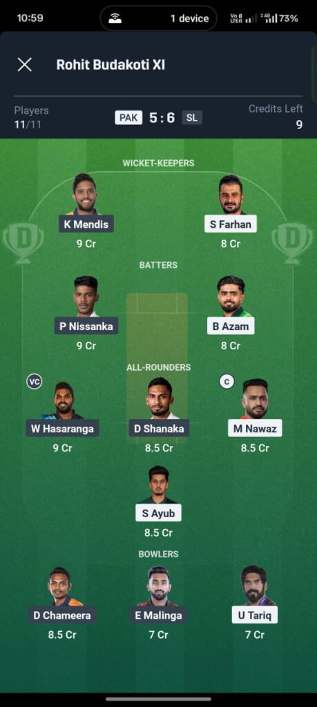 SL vs PAK Dream11 prediction