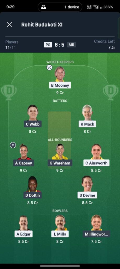PS-W vs MR-W Dream11 Prediction