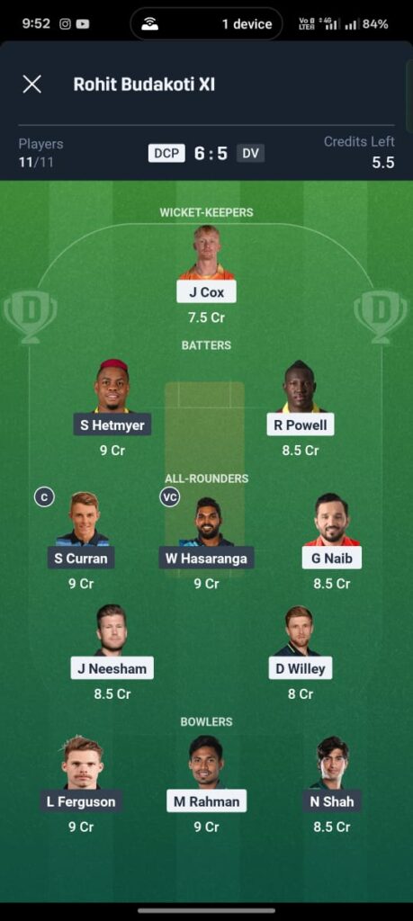 DCP vs DV Dream11 Prediction