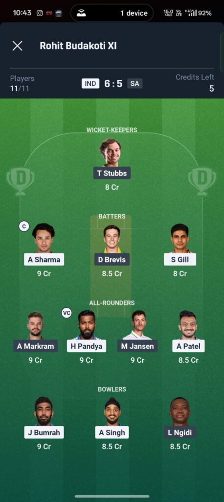 IND vs SA Dream11 Prediction 2nd T20I