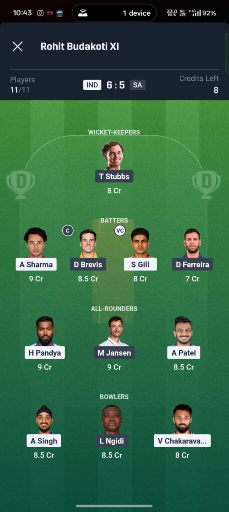 IND vs SA Dream11 Prediction 2nd T20I