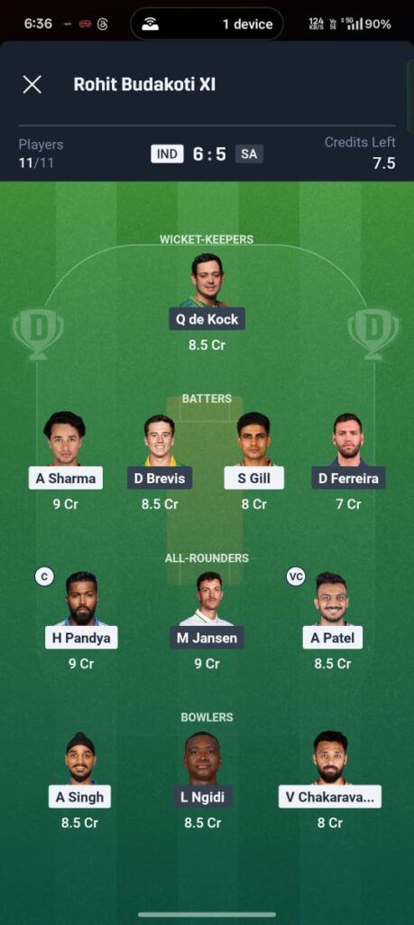 IND vs SA 2nd T20 Dream11 Prediction