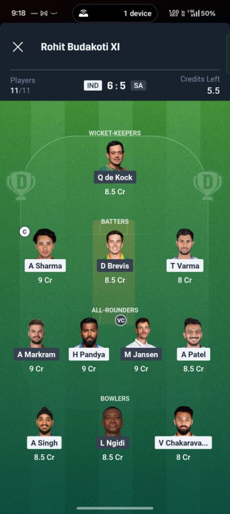 IND vs SA 3rd T20 Dream11 Prediction