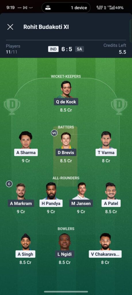 IND vs SA 3rd T20 Dream11 Prediction