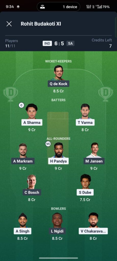 IND vs SA 5th T20I Dream11 Prediction Today